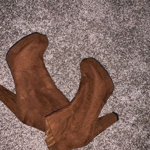 Brown heeled booties